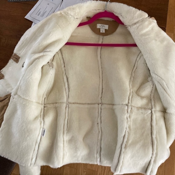 NWOT Ann Taylor Loft Faux Suede And Fur Aviator Jacket. Size Small - Picture 5 of 6